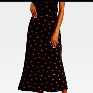 NWT Target A New Day midi skirt with red lipstick print
